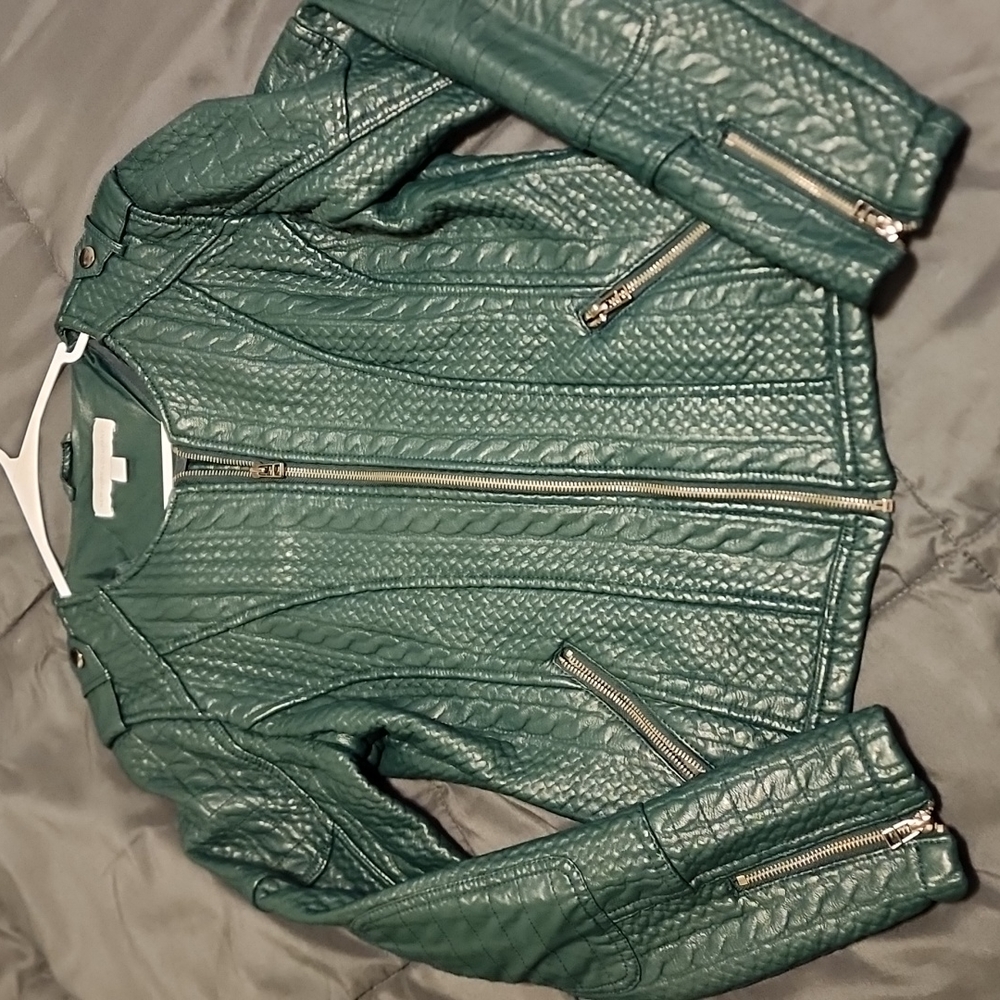 New York and company Green leather women's jacket
